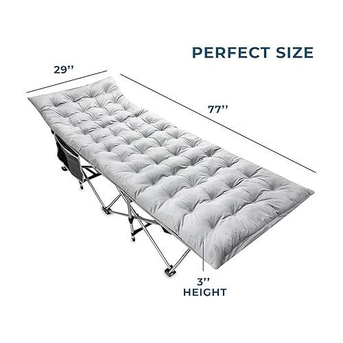  Zento Camping Cot Mattress Foam Pad for Adults - Thick Soft Ultra Comfort Sleeping Pad for Traveling Hiking Outdoor or Indoor Use - Lightweight Easy to Carry Foldable Waterproof Adult Cot Mat