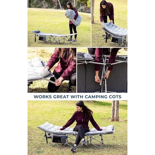  Zento Camping Cot Mattress Foam Pad for Adults - Thick Soft Ultra Comfort Sleeping Pad for Traveling Hiking Outdoor or Indoor Use - Lightweight Easy to Carry Foldable Waterproof Adult Cot Mat