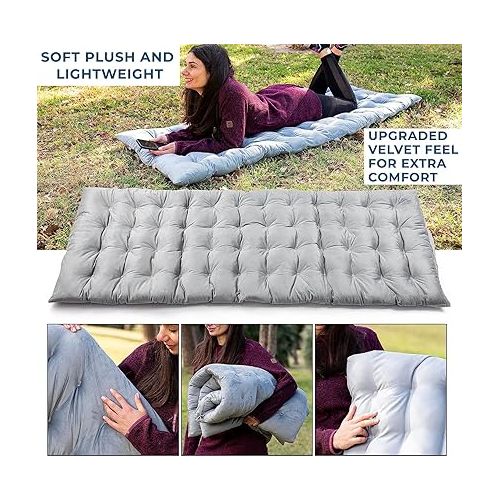  Zento Camping Cot Mattress Foam Pad for Adults - Thick Soft Ultra Comfort Sleeping Pad for Traveling Hiking Outdoor or Indoor Use - Lightweight Easy to Carry Foldable Waterproof Adult Cot Mat