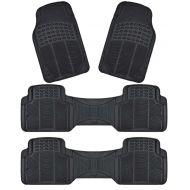 Zento Deals 4-Piece Black Trimmable Premium Quality Full Rubber-All Weather Heavy Duty Vehicle Floor Mats