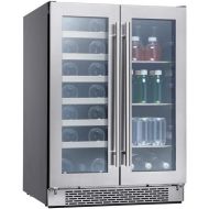 [아마존베스트]Zephyr Presrv Dual Zone Wine & Beverage Cooler with Glass French Door. 24 Inch 5.15 cu/ft. Refrigerator for Under Counter, Wine Fridge, Beer Fridge, Compact Bar Fridge, Full-Size B