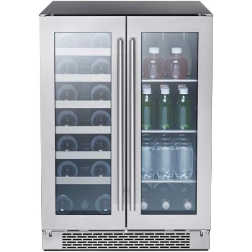  [아마존베스트]Zephyr Presrv Dual Zone Wine & Beverage Cooler with Glass French Door. 24 Inch 5.15 cu/ft. Refrigerator for Under Counter, Wine Fridge, Beer Fridge, Compact Bar Fridge, Full-Size B