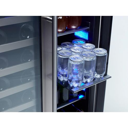  [아마존베스트]Zephyr Presrv Dual Zone Wine & Beverage Cooler with Glass French Door. 24 Inch 5.15 cu/ft. Refrigerator for Under Counter, Wine Fridge, Beer Fridge, Compact Bar Fridge, Full-Size B