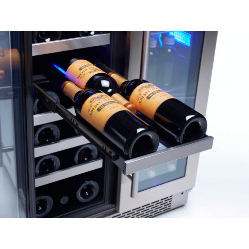  [아마존베스트]Zephyr Presrv Dual Zone Wine & Beverage Cooler with Glass French Door. 24 Inch 5.15 cu/ft. Refrigerator for Under Counter, Wine Fridge, Beer Fridge, Compact Bar Fridge, Full-Size B