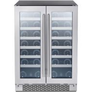 [아마존베스트]Zephyr Presrv Dual Zone Wine Cooler with Glass French Door. 24 Inch 5.15 cu/ft. Refrigerator for Under Counter, Wine Fridge, 21 bottles, Full-Size Built-In Wine Cellars