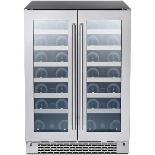  [아마존베스트]Zephyr Presrv Dual Zone Wine Cooler with Glass French Door. 24 Inch 5.15 cu/ft. Refrigerator for Under Counter, Wine Fridge, 21 bottles, Full-Size Built-In Wine Cellars