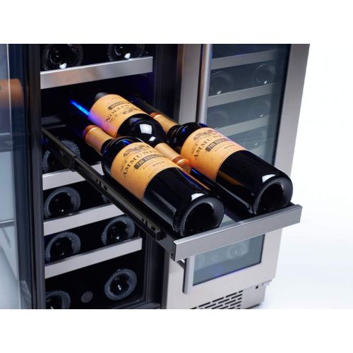  [아마존베스트]Zephyr Presrv Dual Zone Wine Cooler with Glass French Door. 24 Inch 5.15 cu/ft. Refrigerator for Under Counter, Wine Fridge, 21 bottles, Full-Size Built-In Wine Cellars