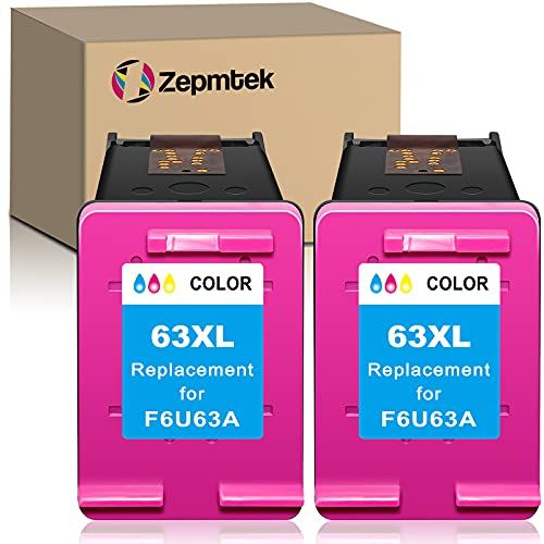  ZepmTek Remanufactured Ink Cartridge Replacement for HP 63XL 63 XL Used with OfficeJet 3830 5252 4650 5258 4655 4652 5255 5200 Envy 4520 4510 DeskJet 3636 1111 3630 1112 3637 Print