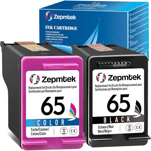  ZepmTek Remanufactured Ink Cartridge Replacement for HP 65 Work with Envy 5055 5000 5070 5012 5010 5020 5030 DeskJet 2600 2622 2652 3755 3752 2640 2635 AMP 120 100 Printer (Black,T