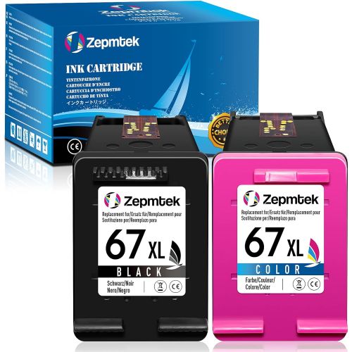  ZepmTek Remanufactured Ink Cartridge Replacement for HP 67XL 67 XL Used with DeskJet 2700 2752 2755 2710 2722 Plus 4100 4152 4155 Pro 6400 6452 6455 Envy 6000 6055 6022 6020 6052（1