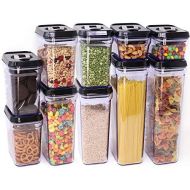 [아마존베스트][10-Piece] Zeppoli Air-Tight Food Storage Container Set - Durable Plastic - BPA Free - Clear Plastic with Black Lids (2.0 qt/2.3 liters) (1.5 qt./1.7 liters) (0.9qt/1.0 liter) (0.3