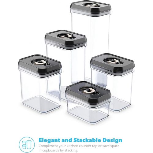  [아마존베스트][10-Piece] Zeppoli Air-Tight Food Storage Container Set - Durable Plastic - BPA Free - Clear Plastic with Black Lids (2.0 qt/2.3 liters) (1.5 qt./1.7 liters) (0.9qt/1.0 liter) (0.3