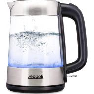 [아마존베스트]Zeppoli Electric Kettle - Fast Boiling and Cordless Glass Tea Kettle (1.7L) Stainless Steel Finish Hot Water Kettle  Hot Water Dispenser, Tea Pot Water Heater with Auto Shut-Off a