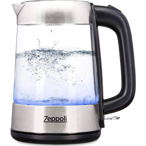  [아마존베스트]Zeppoli Electric Kettle - Fast Boiling and Cordless Glass Tea Kettle (1.7L) Stainless Steel Finish Hot Water Kettle  Hot Water Dispenser, Tea Pot Water Heater with Auto Shut-Off a