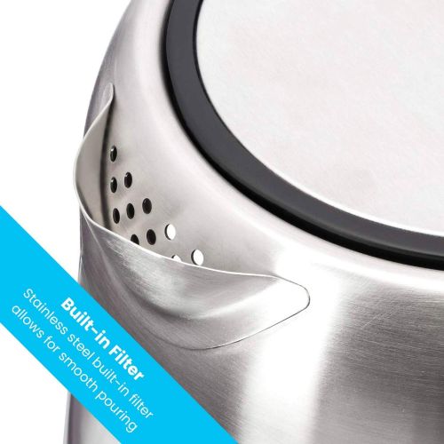  [아마존베스트]Zeppoli Electric Kettle - Fast Boiling and Cordless Glass Tea Kettle (1.7L) Stainless Steel Finish Hot Water Kettle  Hot Water Dispenser, Tea Pot Water Heater with Auto Shut-Off a