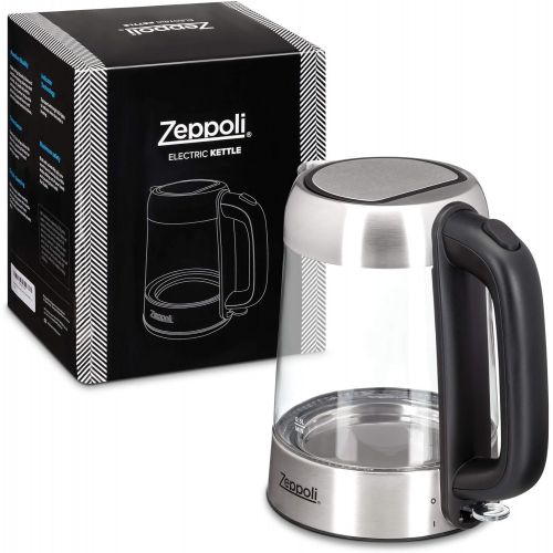  [아마존베스트]Zeppoli Electric Kettle - Fast Boiling and Cordless Glass Tea Kettle (1.7L) Stainless Steel Finish Hot Water Kettle  Hot Water Dispenser, Tea Pot Water Heater with Auto Shut-Off a