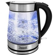 [아마존베스트]Zeppoli Electric Kettle - Glass Tea Kettle (1.7L) Fast Boiling and Cordless, Stainless Steel Finish Hot Water Kettle - Hot Water Dispenser - Glass Tea Kettle, Tea Pot Water Heater