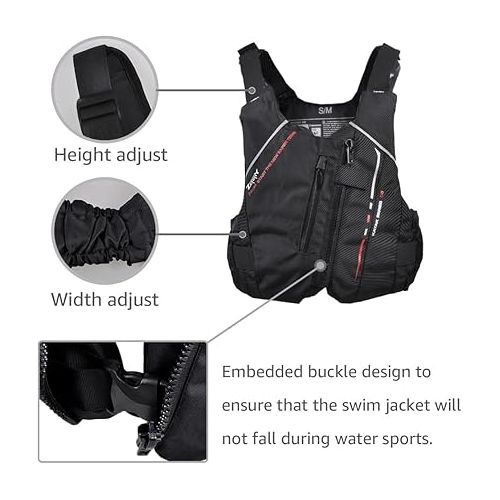  Zeraty Adult Swim Vest Buoyancy Jacket Men Women Snorkel Vest PFD for Swimming, Snorkeling, Kayaking, Paddle Boating and Other Low Impact Water Sports