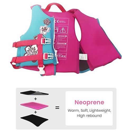  Zeraty Toddler Swim Vest Neoprene Kids Float Jacket Swimming Aid for Children with Adjustable Safety Strap Age 1-9+ Years/22-88Lbs