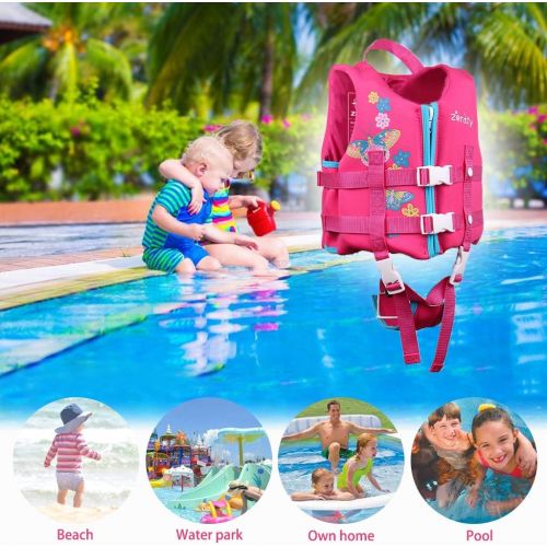  Zeraty Life Jacket for Kids Children Swim Vest Boys Girls Float Vest Swimming Aid Neoprene Buoyancy Jacket Learn-to-Swim 1-9 Years/Pink