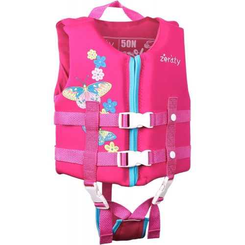  Zeraty Life Jacket for Kids Children Swim Vest Boys Girls Float Vest Swimming Aid Neoprene Buoyancy Jacket Learn-to-Swim 1-9 Years/Pink