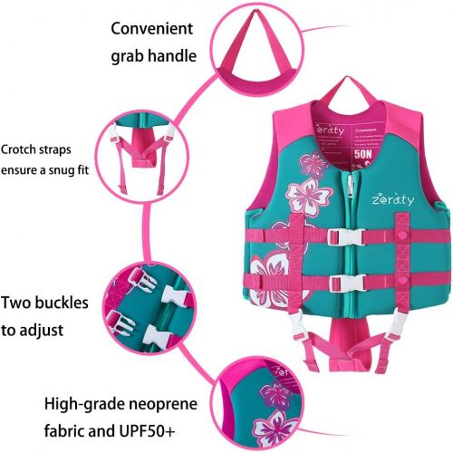  Zeraty Kids Swim Vest Life Jacket Flotation Swimming Aid for Toddlers with Adjustable Safety Strap Age 1-9 Years/22-50Lbs