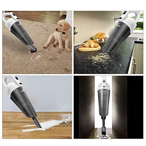  Zerhunt Cordless Handheld Vac Cleaner, Rechargable Held, Portable Lightweight Pet Hair, Hand Vacuum for Home and Car Cleaning with Quick Charge Tech, Black