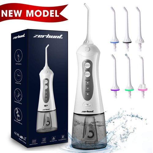  [아마존 핫딜] [아마존핫딜]Zerhunt Cordless Water Flosser Teeth Cleaner, [NEWEST 2019] High Plus Rechargable Portable Oral Irrigator For Travel, Braces & Bridges Care，IPX7 Waterproof With 6 Interchangeable Jet Tips