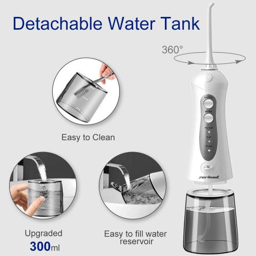  [아마존 핫딜] [아마존핫딜]Zerhunt Cordless Water Flosser Teeth Cleaner, [NEWEST 2019] High Plus Rechargable Portable Oral Irrigator For Travel, Braces & Bridges Care，IPX7 Waterproof With 6 Interchangeable Jet Tips