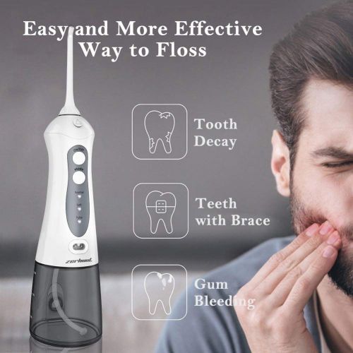  [아마존 핫딜] [아마존핫딜]Zerhunt Cordless Water Flosser Teeth Cleaner, [NEWEST 2019] High Plus Rechargable Portable Oral Irrigator For Travel, Braces & Bridges Care，IPX7 Waterproof With 6 Interchangeable Jet Tips