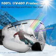 Zerhunt Ski Goggles for Men Women Youth, Anti Fog 100% UV 400 Protection OTG Snowboard Goggles for Snowmobile Sking Skating