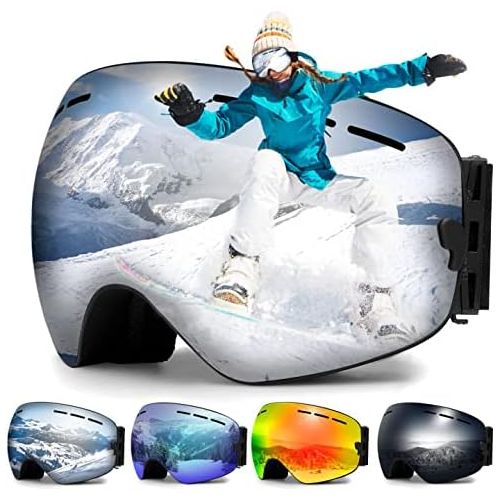  Zerhunt Ski Goggles for Men Women Youth, Anti Fog 100% UV 400 Protection OTG Snowboard Goggles for Snowmobile Sking Skating