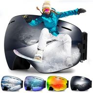 Zerhunt Ski Goggles for Men Women Youth, Anti Fog 100% UV 400 Protection OTG Snowboard Goggles for Snowmobile Sking Skating