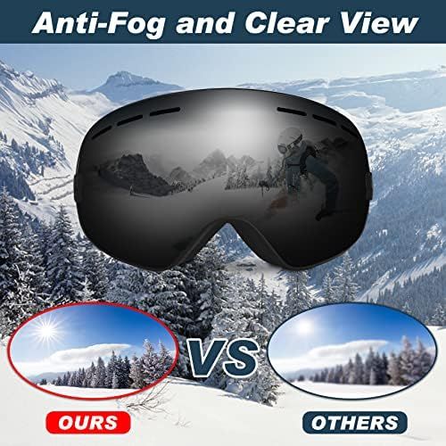  Zerhunt Ski Goggles for Men Women Youth, Anti Fog 100% UV 400 Protection OTG Snowboard Goggles for Snowmobile Sking Skating