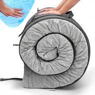 Zermatte Roll Up Travel Mattress Portable Foldable 3” Gel Infused Memory Foam Sleeping Pad, Camping Floor Mat & Bed Topper w/ Waterproof Cover, Carry Bag, Ear Plugs, Mask Kids, Cot