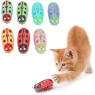 Zerodis Cat Interactive Toys, 7Pcs Mini Cute Ladybug Cat Playing Toy Electric Funny Interactive Toy with Battery for Cats Kitten Training Playing Chewing