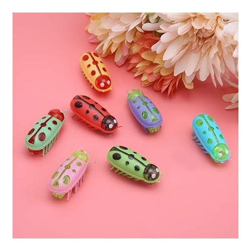  Zerodis Cat Interactive Toys, 7Pcs Mini Cute Ladybug Cat Playing Toy Electric Funny Interactive Toy with Battery for Cats Kitten Training Playing Chewing