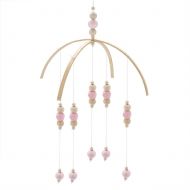 Zerodis Wooden Beads Wind Chimes Nordic Style Kids Room Bed Hanging Decor Handmade Nursery Mobile Crib Bed Bell Photography Props Gifts(Pink)