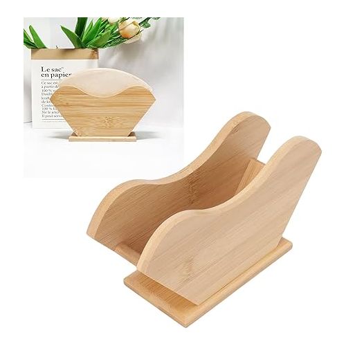  Bamboo Wood Coffee Filter Holder,Coffee Filter Box Coffee Paper Storage Rack Stand Coffee Filter Holder for Aeropress Chemex Hario V60 and Cone Filters