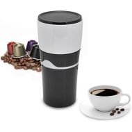 Zerodis Portable Drip Coffee Maker, 450ML Travelling Drip Coffee Machine Office Camping Hot and Cold Brew Coffee Makers for K Cup Capsules(Black and white)