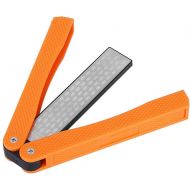 Double Sided Diafold Sharpener, Fine/Coarse Diamond Sharpening Stone, 400/600 Grit Foldable Knife Sharpener Gritstone Whetstone non-slip Handheld (Black)(Orange)