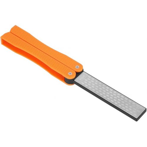  Double Sided Diafold Sharpener, Fine/Coarse Diamond Sharpening Stone, 400/600 Grit Foldable Knife Sharpener Gritstone Whetstone non-slip Handheld (Black)(Orange)