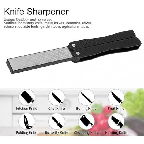  Double Sided Diafold Sharpener, Diamond Sharpening Stone Folding Pocket Garden File Tool Knife Sharpener for Axe Hatchet Lawn Mower Blade Garden Shears Chisels Spade Drills