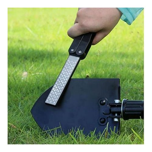  Double Sided Diafold Sharpener, Diamond Sharpening Stone Folding Pocket Garden File Tool Knife Sharpener for Axe Hatchet Lawn Mower Blade Garden Shears Chisels Spade Drills