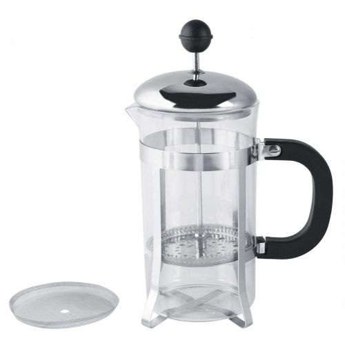  Zerodis Transparent Stainless Steel Coffee Pot with Handle Home Office 600 ml