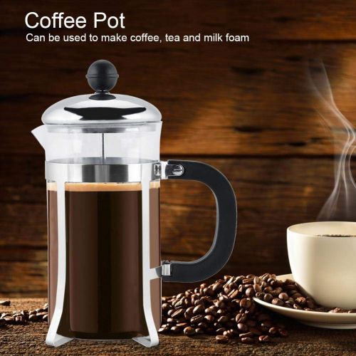  Zerodis Transparent Stainless Steel Coffee Pot with Handle Home Office 600 ml