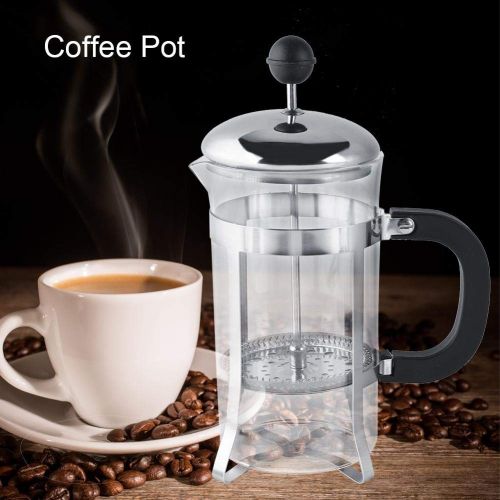  Zerodis Transparent Stainless Steel Coffee Pot with Handle Home Office 600 ml