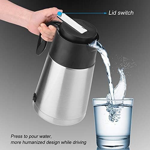  Zerodis Isolierkanne Thermoskanne Tragbare 1300 ml 12/24 V Reise Auto Lkw Wasserkocher Schnell Kochen mit Zigarettenanzuender Fuse fuer Tee Kaffee trinken(24V)