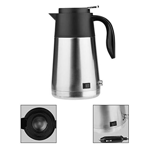  Zerodis Isolierkanne Thermoskanne Tragbare 1300 ml 12/24 V Reise Auto Lkw Wasserkocher Schnell Kochen mit Zigarettenanzuender Fuse fuer Tee Kaffee trinken(24V)