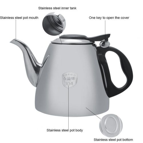  Zerodis Edelstahl Teekessel grosse Kapazitaet schnelles Erhitzen Herd Kaffee Wasserkocher mit hitzebestaendigem Griff fuer das Home Office Cafe(1.2L)